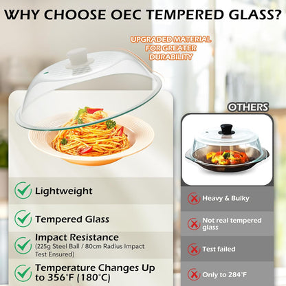 OEC Lighter Weight Tempered Glass Microwave Splatter Cover - 11.5 inch