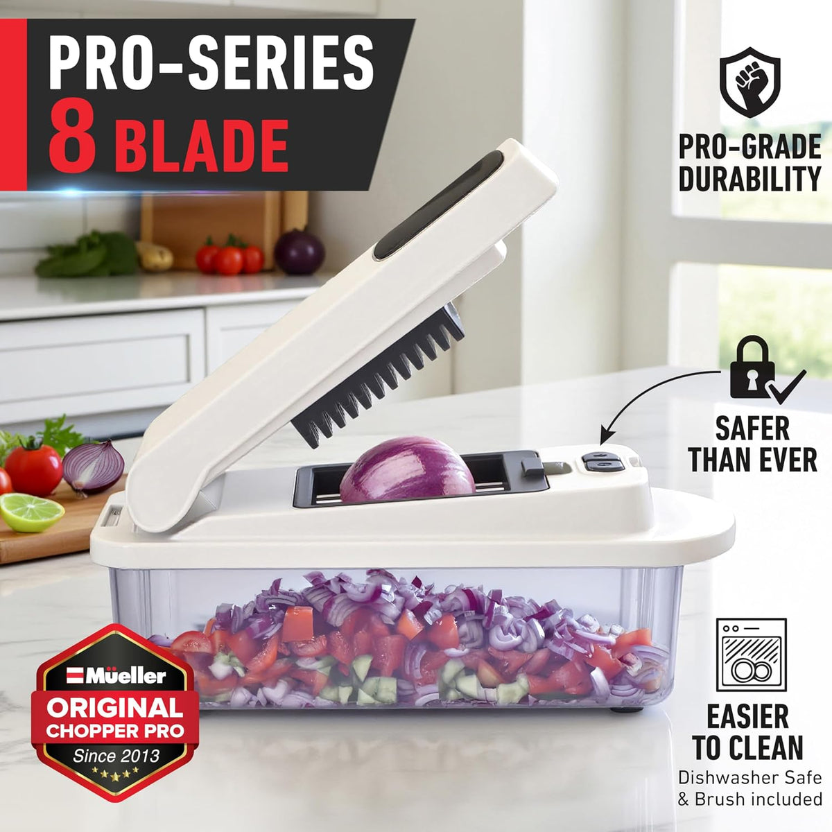 MUELLER HOME Pro-Series 10-in-1 Stainless Steel Multi Vegetable Chopper