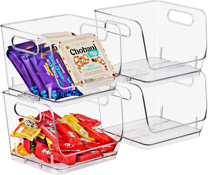 Sorbus Stackable Storage Bins Open Front - Clear Stackable Storage Bins - Pantry Bins for Storage and Organization - Acrylic Stackable Bins for Kitchen - Clear Pantry Organizer Bins (Medium 2 Pack)