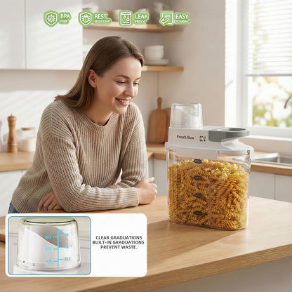 Rice Storage Container Grain Dry Food Flour Bin, Pet Dog Cat Food Dispenser with Measuring Cup, BPA-Free Clear Plastic Kitchen and Pantry Sugar Organizer (5.5, Pounds)