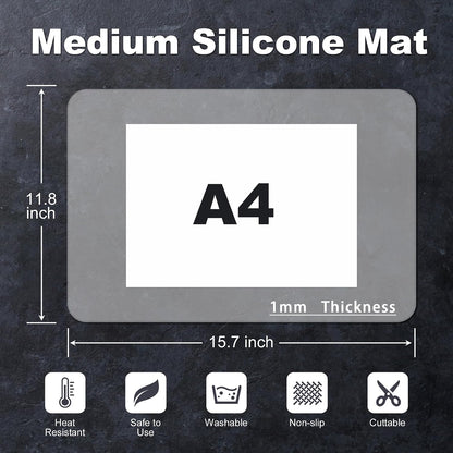 Silicone Mat for Kitchen Counter, Silicone Mat Trimable to Size (Black, 15.7×11.8inch-2pcs), BPA-Free Silicone Placemat, Heat-Resistant NonSlip Table Mat for Air Fryer, Countertop Protector Mat