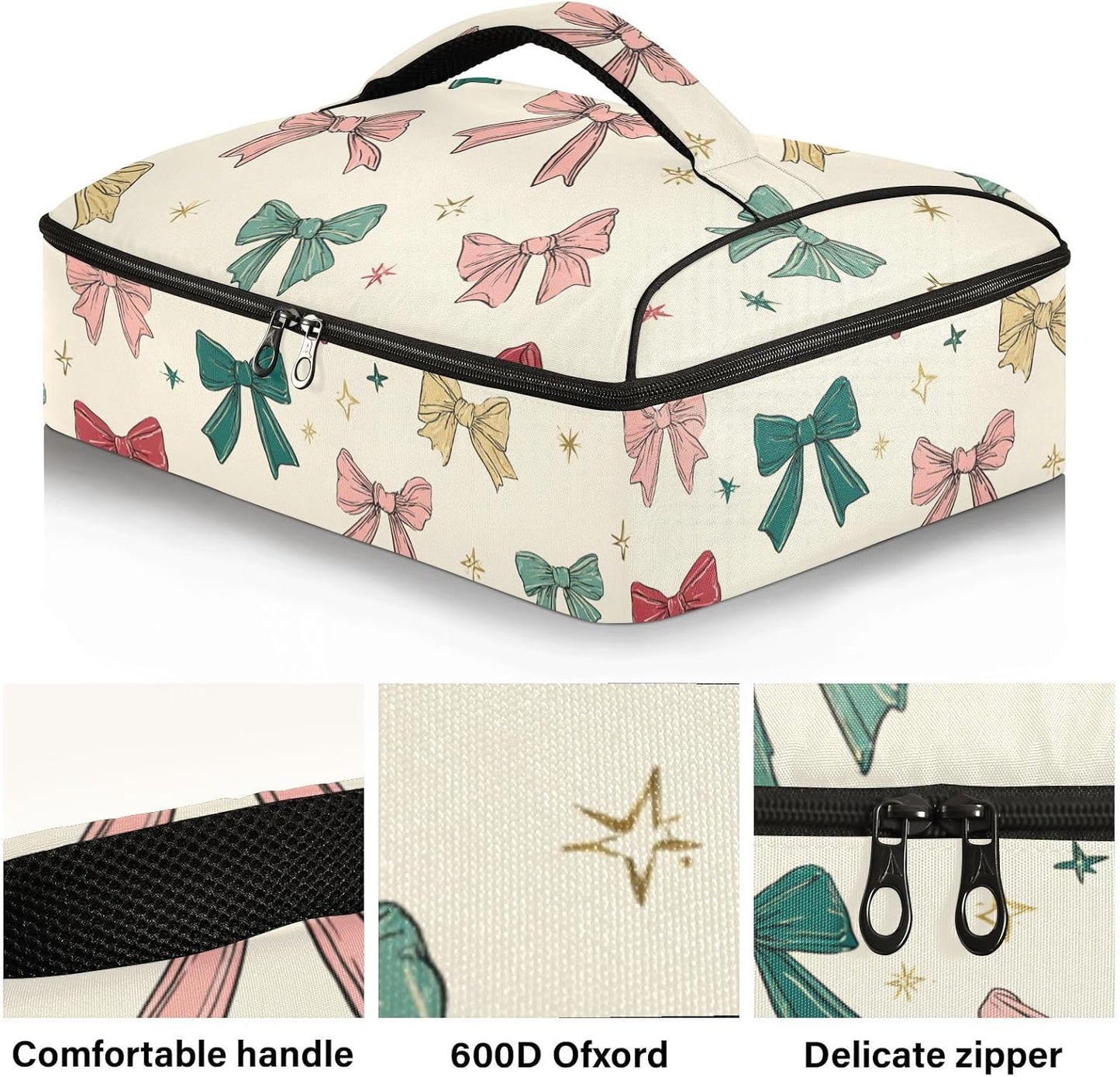Casserole Carriers for Hot or Cold Food Reusable Casserole Dish Carrier Insulated Thermal Large Capacity Durable Perfect for Party Camping Family Gatherings Yellow Fish - Colors A