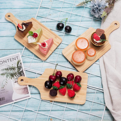WILLOWDALE 10pcs Wood Cutting Boards for Kitchen, 10" Round Charcuterie Boards Wood Serving Board for Pizza, Cheese, Dessert, Wooden Cutting Board with Handle Fruit Vegetable Bamboo Cutting Board Set