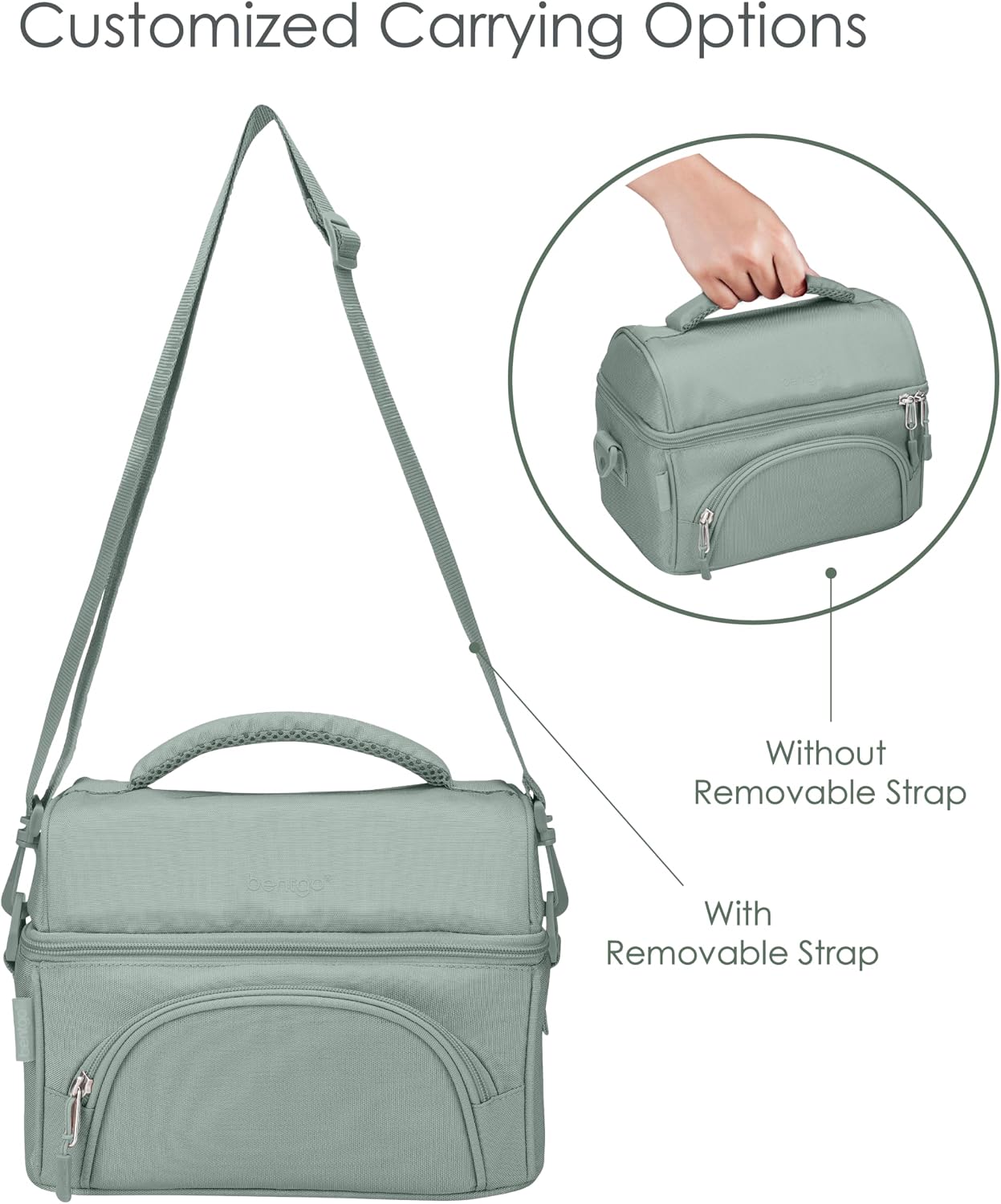 Bentgo Deluxe Lunch Bag - Durable and Insulated Lunch Tote with Zippered Outer Pocket, Internal Mesh Pocket, Padded and Adjustable Straps, & 2-Way Zippers - Fits All Lunch Boxes (Blue)