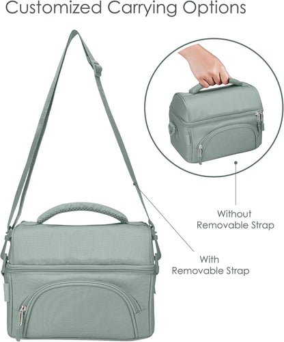 Bentgo Deluxe Lunch Bag - Durable and Insulated Lunch Tote with Zippered Outer Pocket, Internal Mesh Pocket, Padded and Adjustable Straps, & 2-Way Zippers - Fits All Lunch Boxes (Blue)