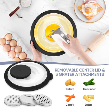 TeamFar 4-1 Colander with Bowl Set, Rotatable Colander for Kitchen, Stainless Steel Food Strainers and Colanders Mixing Bowl with Graters, for Veggies Fruits Washing, Pasta Straining - Khaki