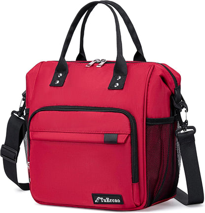 TuErCao Small Lunch Bag Lightweight Insulated Lunch Box for Women Work Portable Soft Cooler for Picnic Travel Road Trips, Loncheras para Mujer, Black