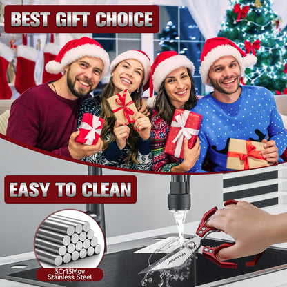 Wenshall 2-Pack Heavy Duty All-Purpose Kitchen Scissors, Japanese Stainless Steel, Kitchen Shears for Cutting Chicken, Poultry, Game, Meat - Chopping Vegetable, Dishwasher Safe,Christmas Gifts（Silver）