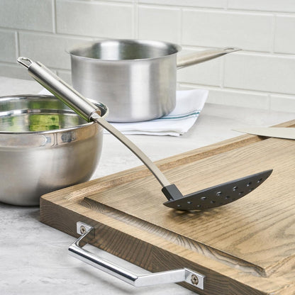 Restaurantware Stainless Steel Spider Skimmer - German Standard Wire Skimmer with Ergonomic Handle, Dishwasher Safe - Wire Strainer Pasta Spoon for Cooking & Frying