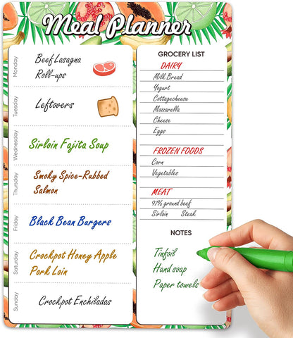 Weekly Dinner Menu Board for Kitchen A4-8.5x12 Black Magnetic Weekly Meal Planner for Fridge Dry Erase Weekly Menu Boards Magnetic Menu for Refrigerator Food Menu Boards Week Chalkboard Menu Board