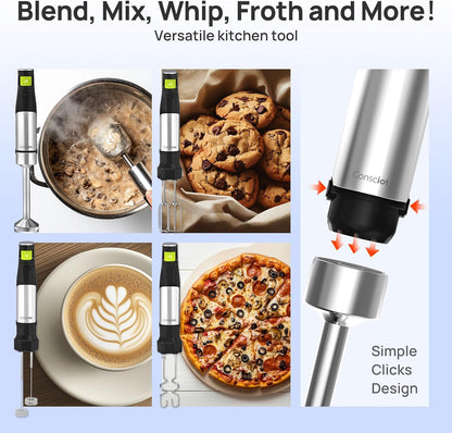 Consciot 4 in 1 Immersion Hand Blender Max 1100W, Trigger Speed Control