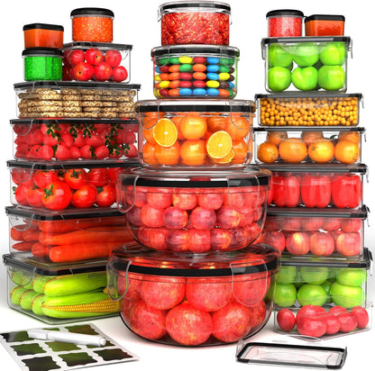 70 Pcs Large Food Storage Containers with Lids Airtight-2500ML to Small Box,Total 22812 ML Stackable Kitchen Bowls Set(35 Containers,35 Lids)-BPA Free Leak proof Plastic Boxes-Microwave safe