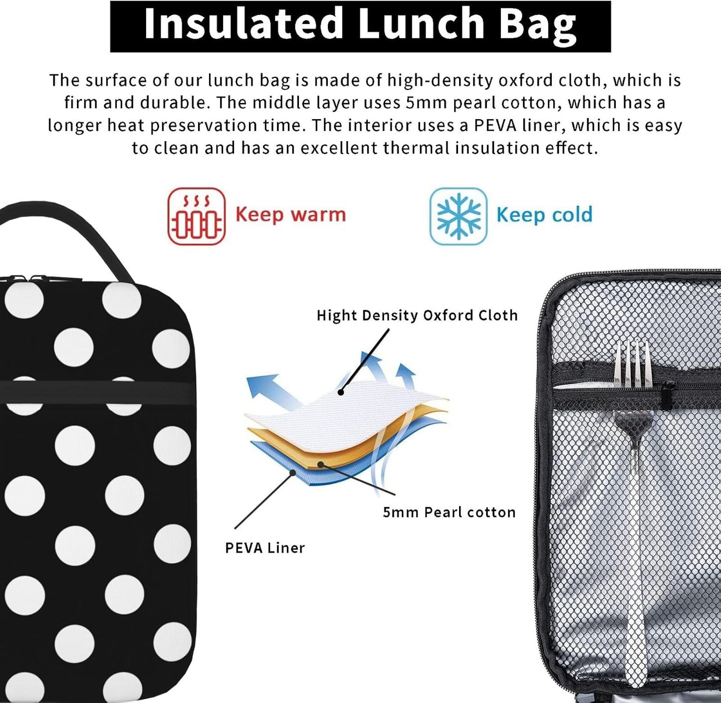 70s Retro Mushroom Floral Insulated Lunch Bag Reusable Cooler Lunch Box Portable Leakproof Thermal Container Tote Bags for Girls Boys School Travel