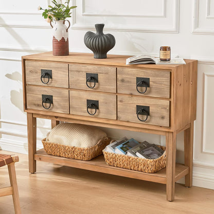 Woven Storage Baskets for Shelves (2-Pack), Handwoven Water Hyacinth Decorative Wicker Baskets with Wooden Handles for Pantry, Bathroom & Closet Organization (14.6" x 9.8" x 4.3")