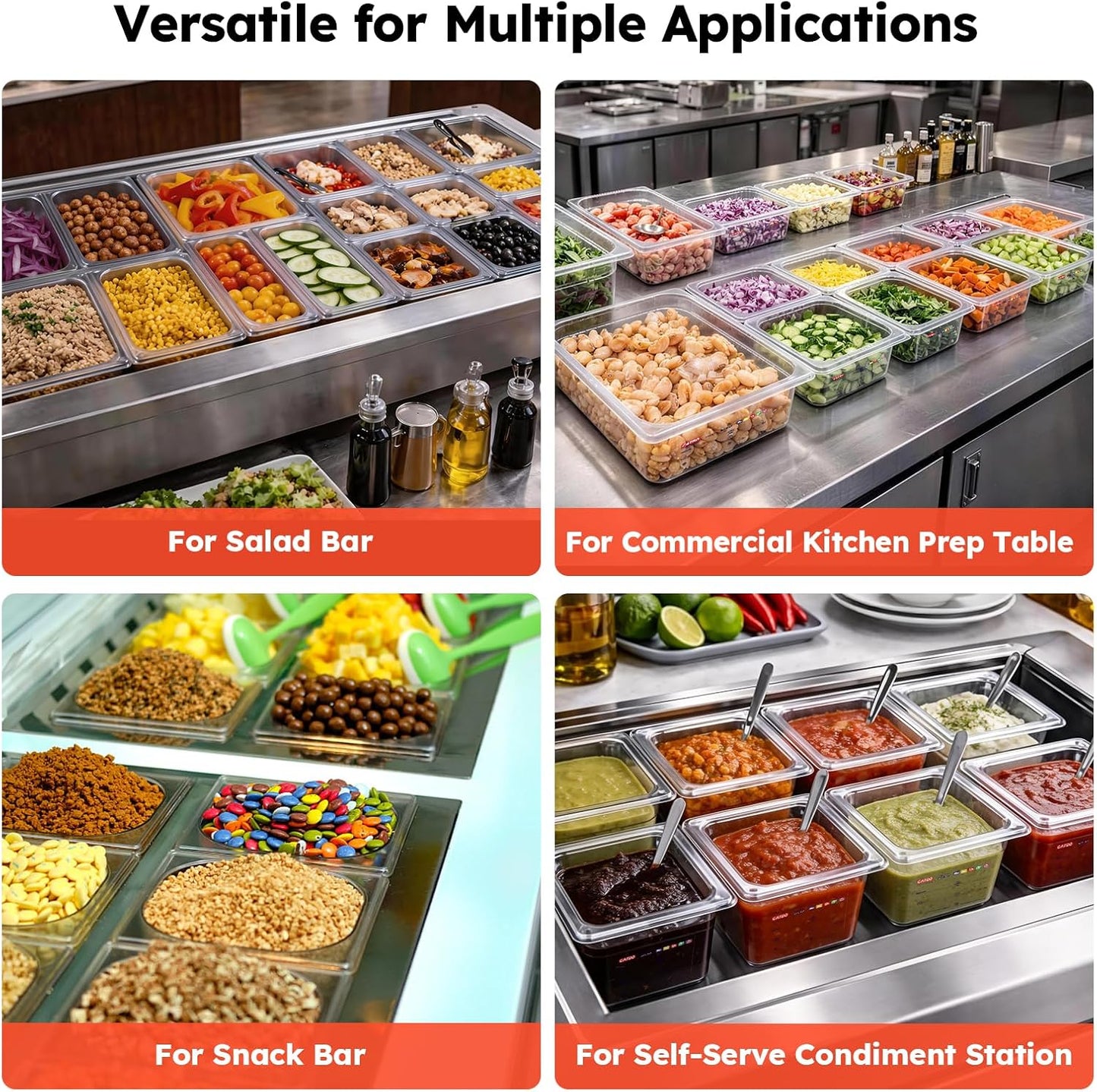 6-Pack Clear Polycarbonate Handled Lids for 1/6 Size NSF Food Pans