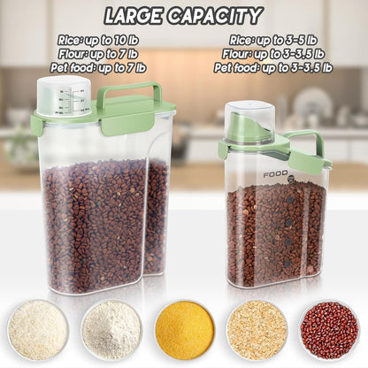 LEAWALK 5-7Lbs Dog Cat Food Storage Container with Upgraded Large Nozzle BPA-free, 4 Snap Seals Plastic Pet Food Storage Containers with Handles are Easy to Clean and Carry