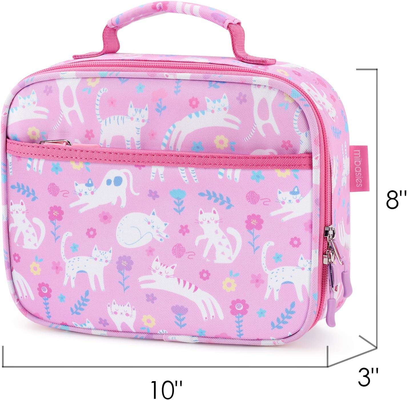 mibasies Kids Lunch Box for Girls Toddler, Insulated and Reusable Lunch Bag for School, Pink Rainbow