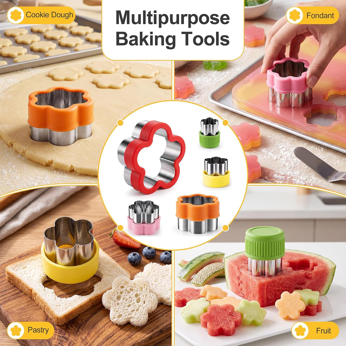 HOOMIL 12 Pcs Round Cookie Cutters, 1 to 4.5 Inch Graduated Set