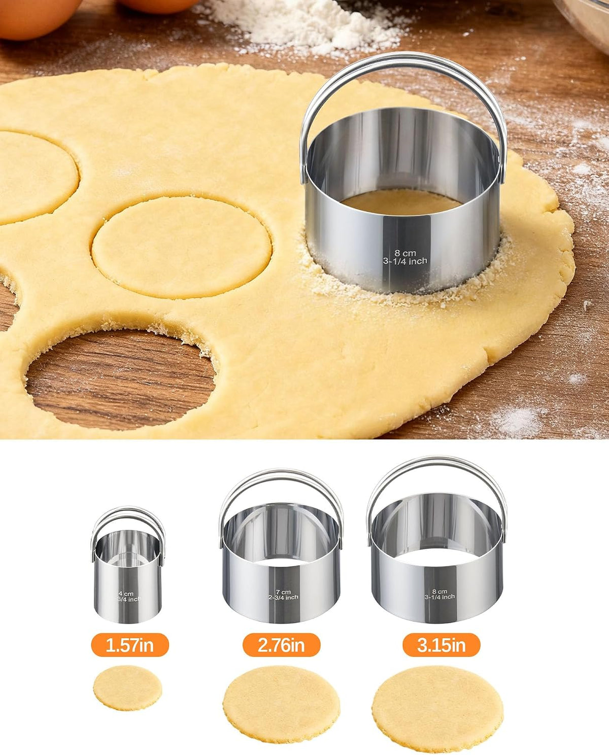 Biscuit Cutter Set with Handle, 5pcs Cookie Cutters