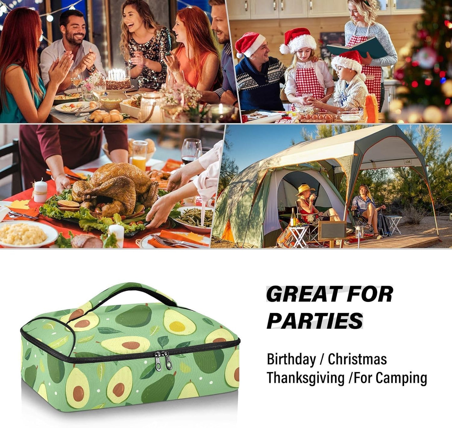 Casserole Carriers for Hot or Cold Food Reusable Casserole Dish Carrier Insulated Thermal Large Capacity Durable Perfect for Party Camping Family Gatherings Yellow Fish - Colors B