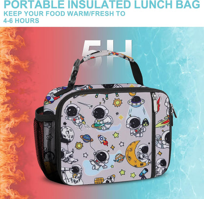 esouler Lunch Box Kids Insulated Lunch Bag for Boys & Girls Durable Children Lunchbox for School with Water Bottle Holder-Black