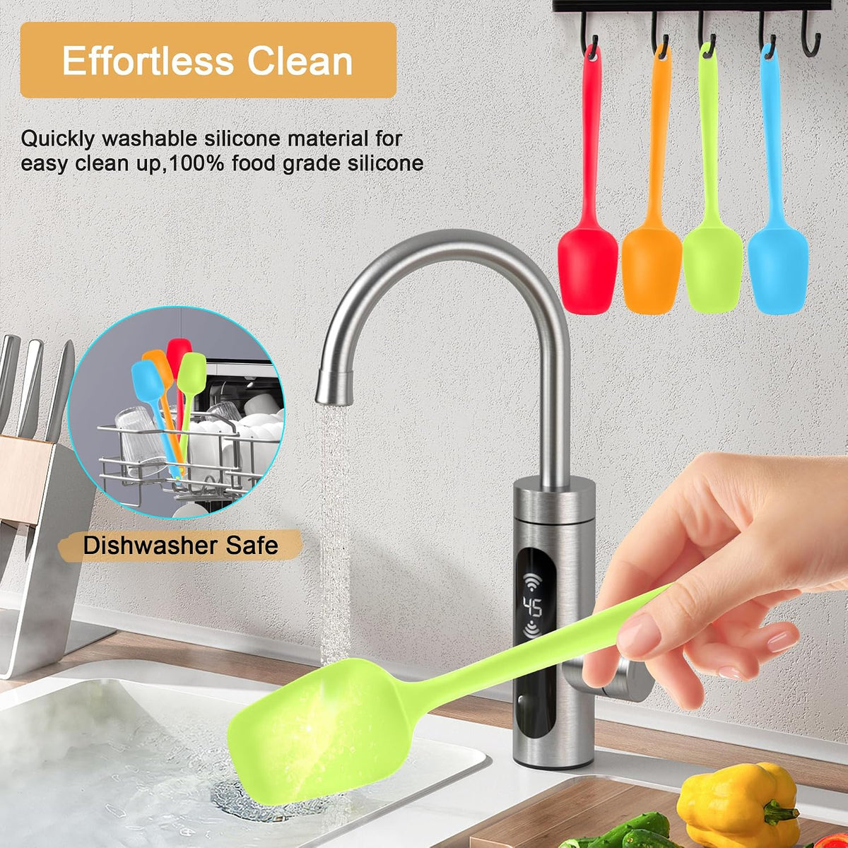 Silicone Spoon Spatula Set Food Grade Kitchen Utensils Heat Resistant