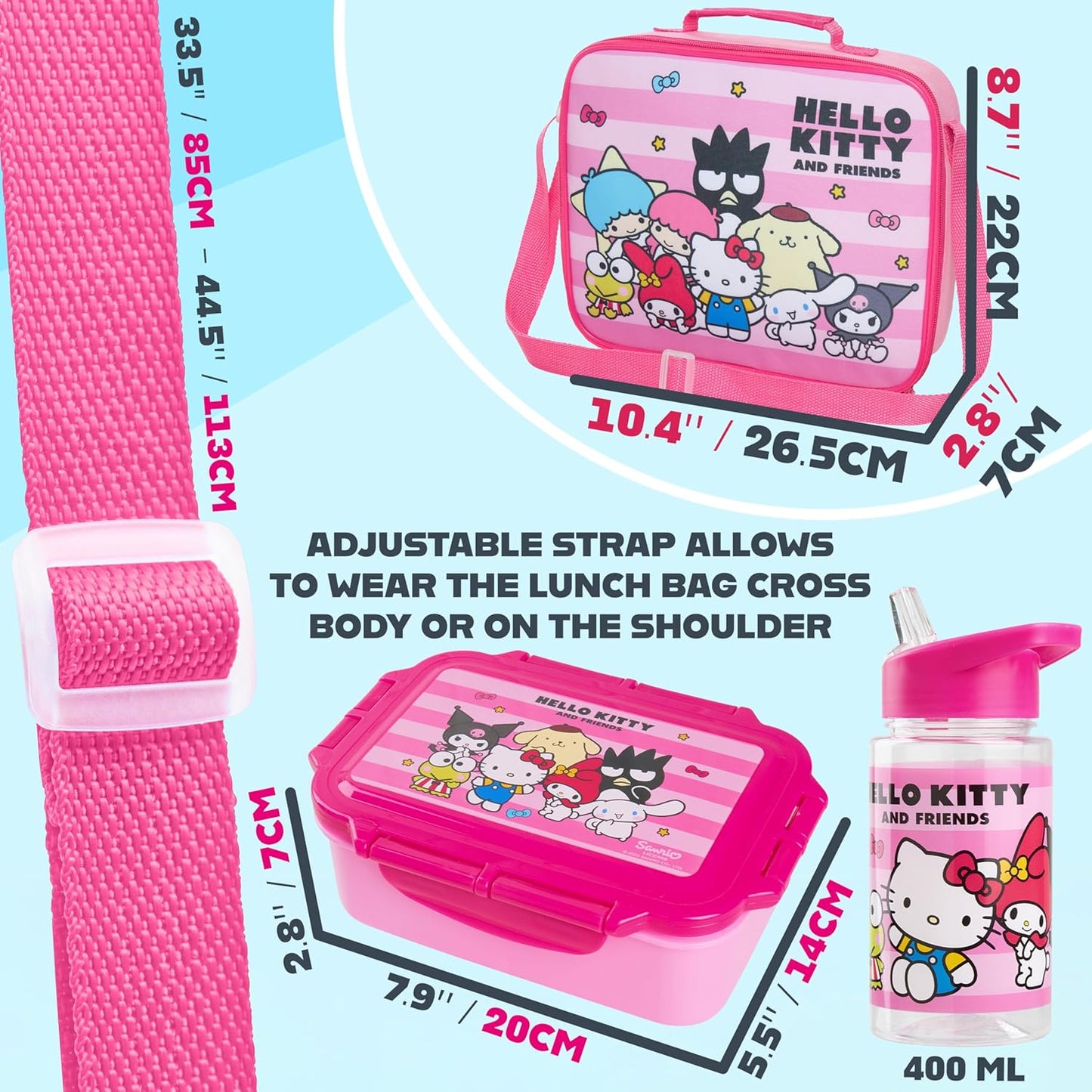 Get Trend SpongeBob Squarepants Water Bottle Lunch Box Lunch Bag Kids Set 3 Pcs Insulated Snack Bag for School Travel Gifts for Kids (Blue SpongeBob)