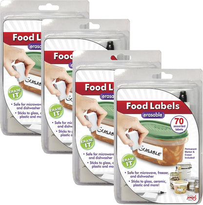 Erasable Food Labels 2-Pack Starter Kits With Pen & Erasers, Reusable Label Multi-Color, Freezer, Microwave & Dishwasher Safe Kitchen Tool for All-Purpose Meal Organization by Jokari