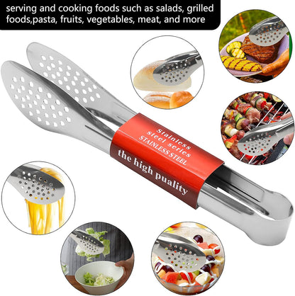 6 Pack Buffet Tongs,Stainless Steel Serving Tongs Serving Utensils 7Inch