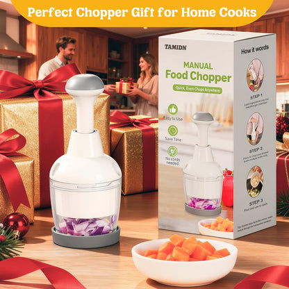 Food Chopper with Container, 360-Degree Blades, Dishwasher Safe, White