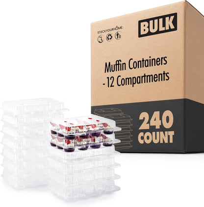 Stock Your Home Mini Disposable Plastic Cupcake Containers (40 Pack) 12 - Count Tray Compartment, Small or Mini Cupcakes Box/Holder/Carrier with Clear Connected Dome Lid, BPA Free