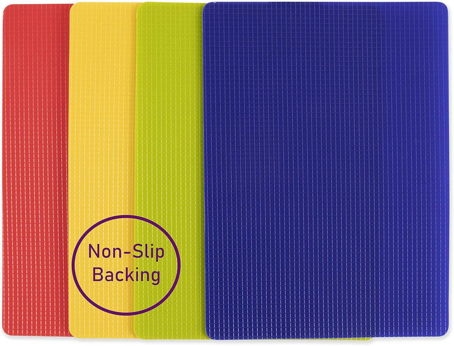 Dexas Heavy Duty Cutting Board Grippmat, Flexible Cutting Boards for Kitchen, Set of 4, Non Slip Plastic Board Cutting Mat 11.5 by 14 Inches Gray, Red, White and Green Set, Kitchen Gadgets