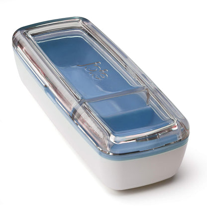Joie Snack On the Go Divided Container, Two Compartment Storage Box Keeps Foods Separate, Leakproof and Airtight, Ideal for Veggies and Dip or Cheese and Crackers, Colors May Vary