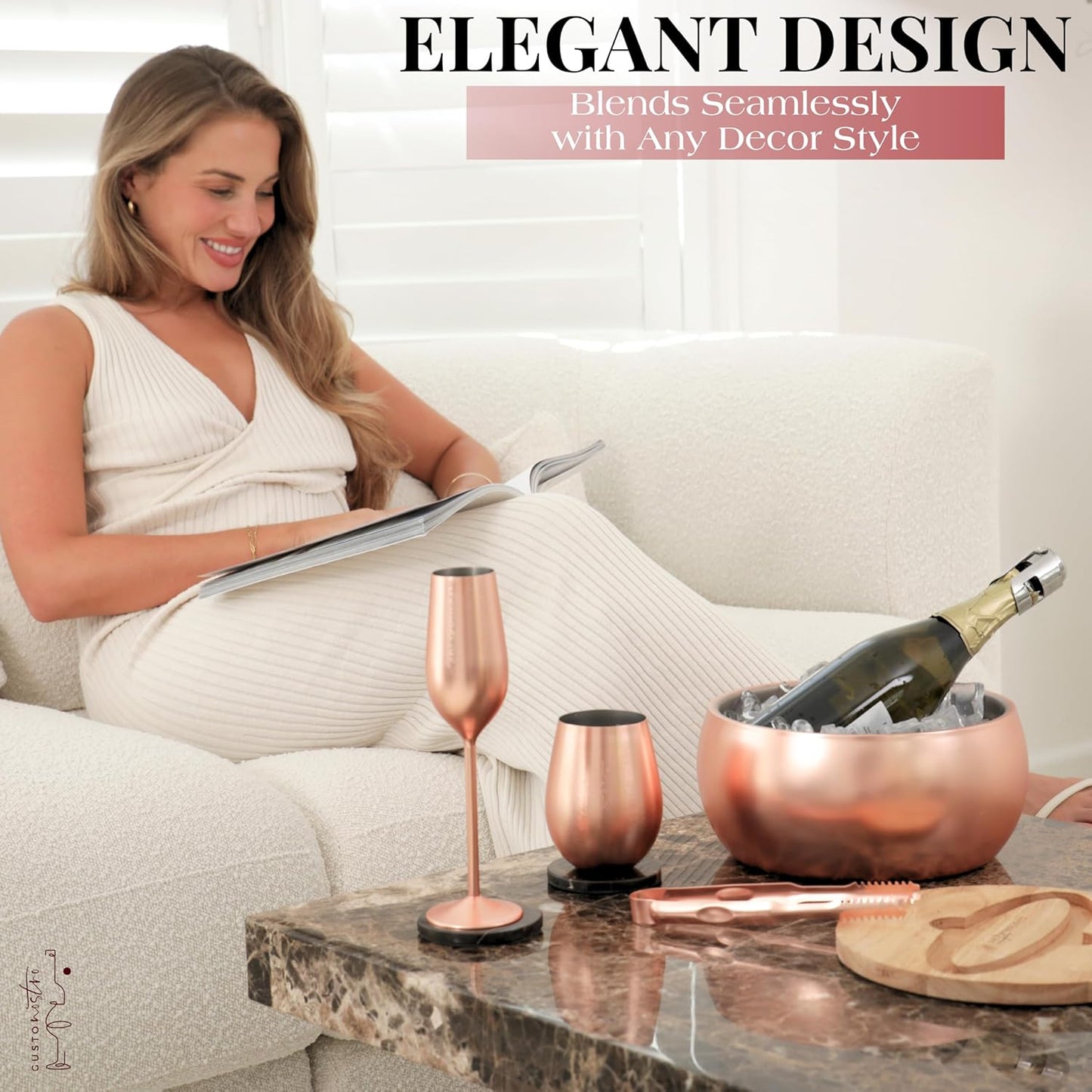Gusto Nostro 4.1L Insulated Ice Bucket with Lid and Tongs, Double Wall Stainless Steel Ice Bucket Large, BPA Free Ice Bucket for Cocktail Bar, Keeps Champagne, Wine, Beer Chill for Parties