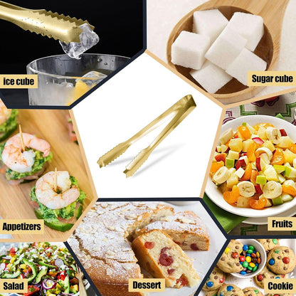WAFJAMF 7‘’Gold Ice Tongs, 304 Stainless Steel Serving Tong for Ice Bucket