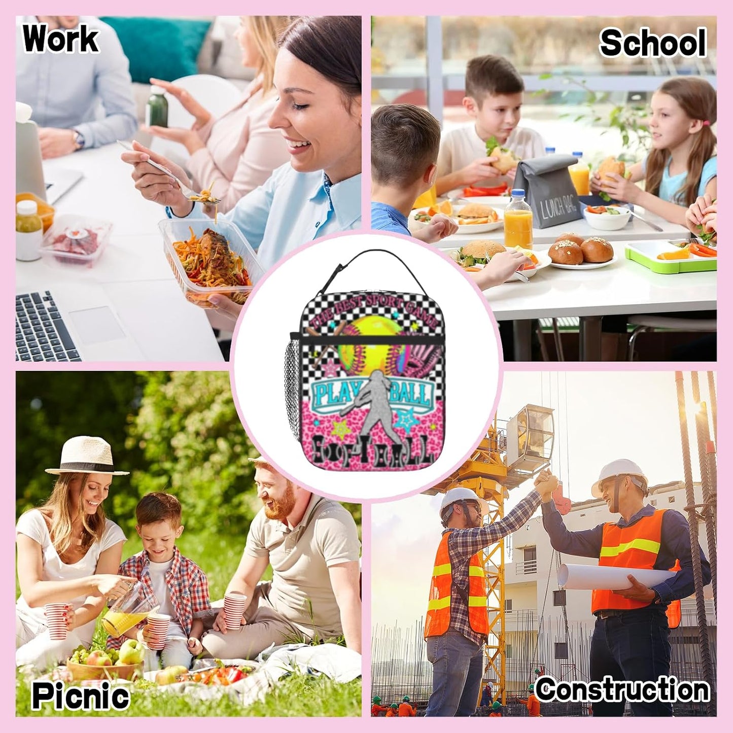 Boys Lunch Box for School Insulated Football Lunch Bag for Kid Boys Girls Teen Bento Boxes to School Office Picnic Travel Hiking Lunchbag Waterproof Leakproof with Adjustable Shoulder Strap