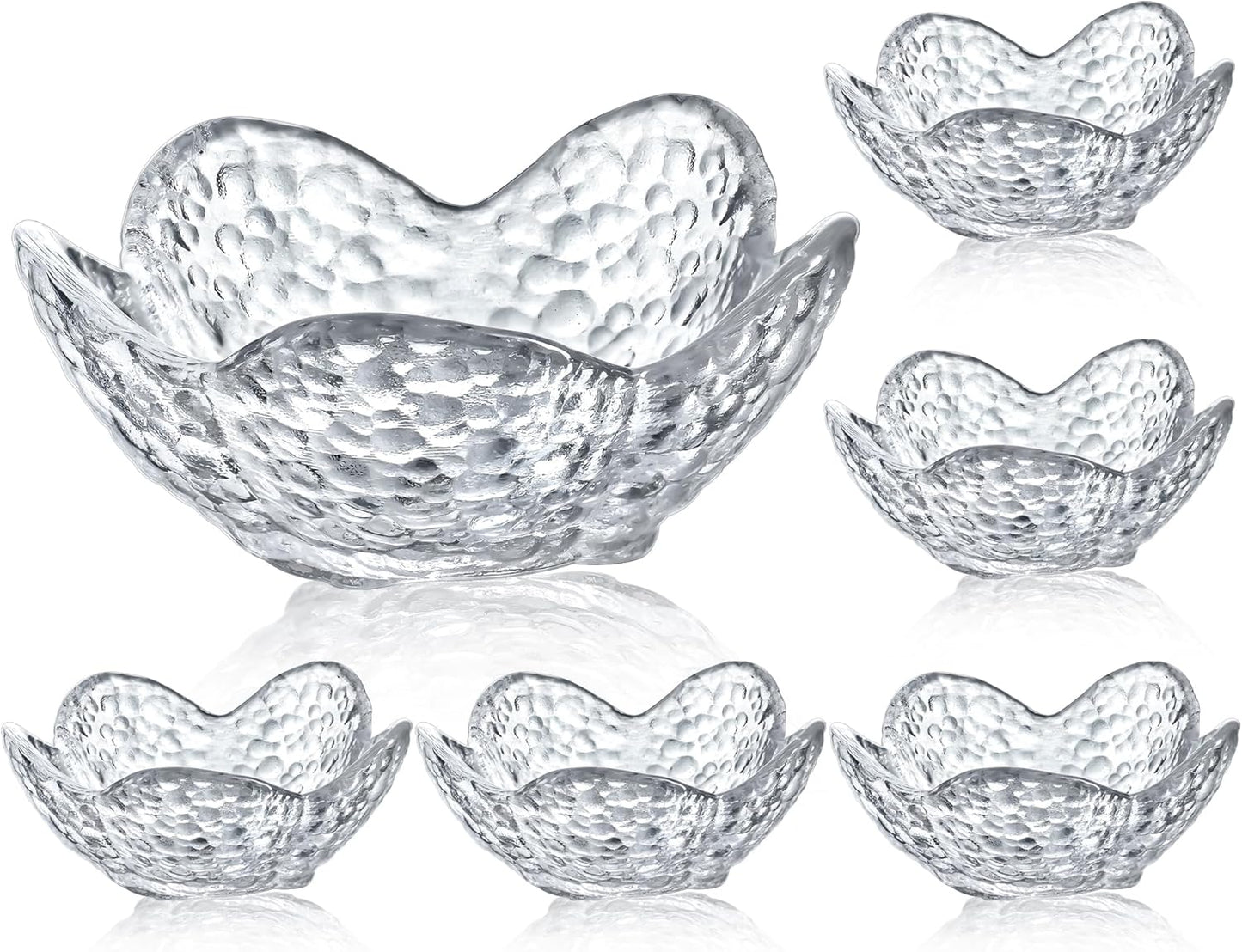 kanpura Mini Glass Bowls, Square Prep Bowl, Dishwasher Safe, Pinch Bowls for Dipping Spices Sauce, Stackable, 1.8 oz, Set of 6, (Clear)