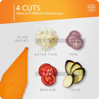 Börner Mandoline Slicer V5 (Basic Set) • Vegetable V-Slicer for Slices in 4 Thickness Settings • Stainless Steel V-Blade • Adjustable Kitchen Slicer for Vegetables & Fruits • Color: Green