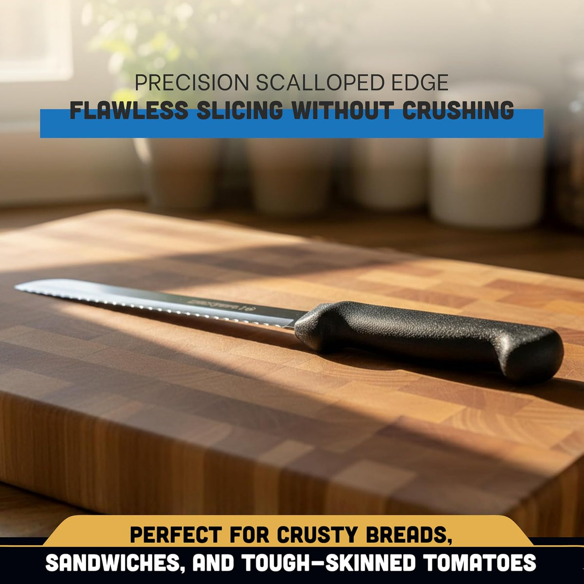 Dexter Russell P94803 BASICS 8" Scalloped Bread Knife, Serrated Blade