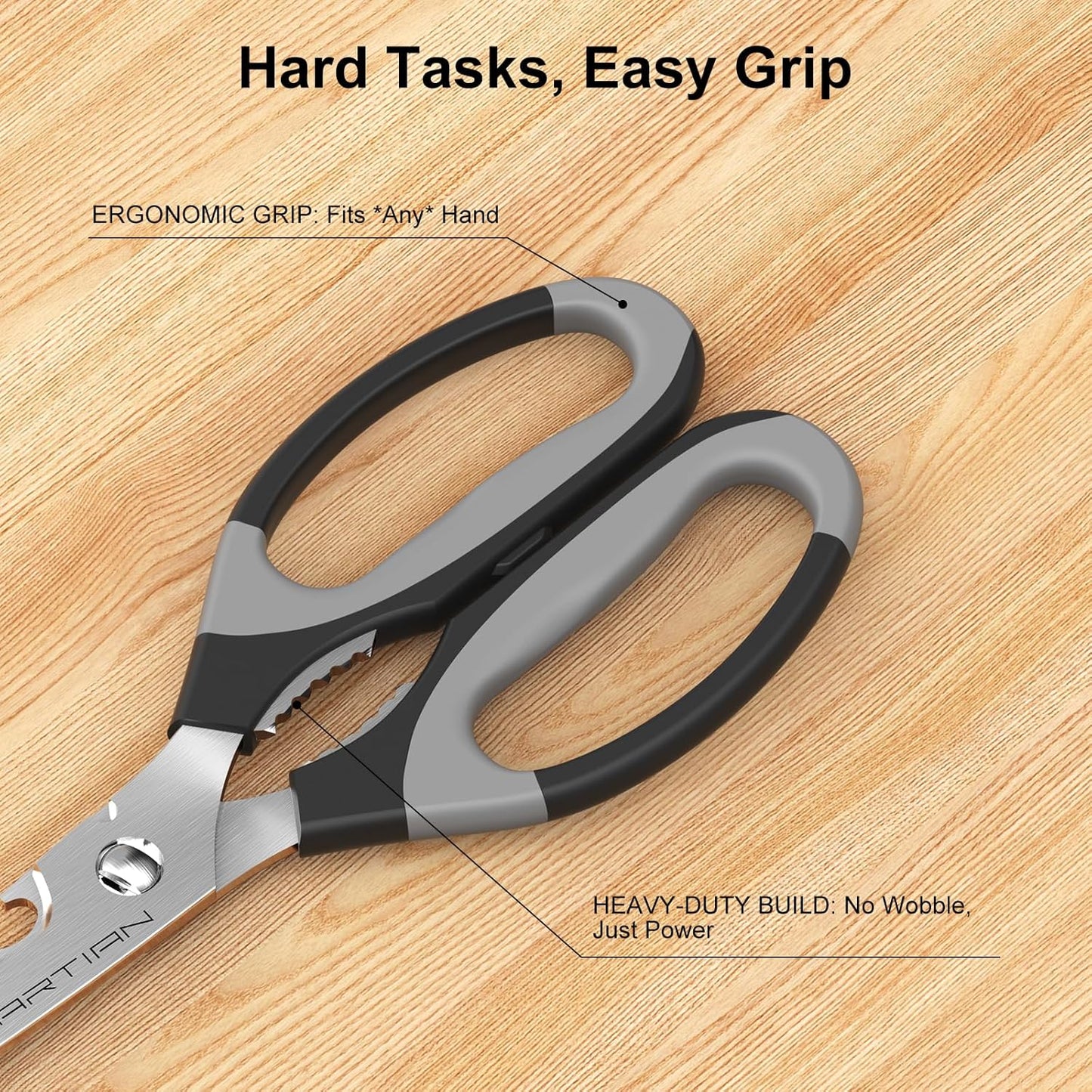 8" Sharp Heavy Duty Kitchen Scissors, Stainless Steel Food Scissors, Multi Purpose Dishwasher Safe Kitchen Shears for Food, Ideal Gift for Father's Day