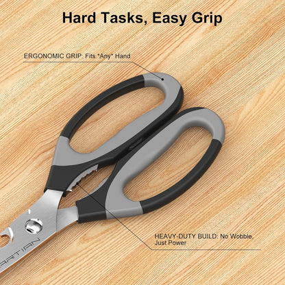 8" Sharp Heavy Duty Kitchen Scissors, Stainless Steel Food Scissors, Multi Purpose Dishwasher Safe Kitchen Shears for Food, Ideal Gift for Father's Day