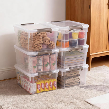 Citylife 6Packs 7.8Qt Plastic Storage Bins with Lids, Clear Organizer | Stackable totes Containers for Craft Supplies, Documents,Garage,Toys,Office and Classroom