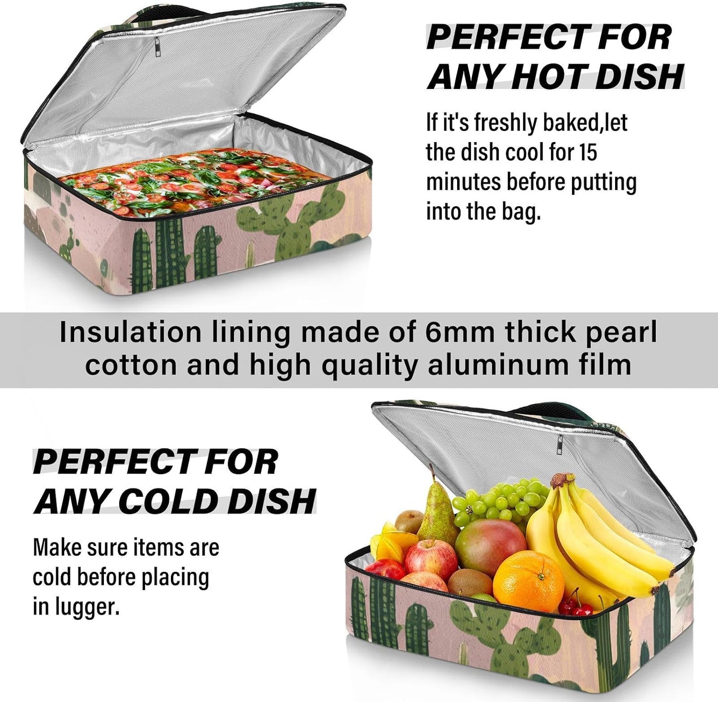 Casserole Carriers for Hot or Cold Food Reusable Casserole Dish Carrier Insulated Thermal Large Capacity Durable Perfect for Party Camping Family Gatherings Yellow Fish - Colors A