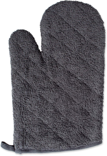 DII Basic Terry Collection 100% Cotton Quilted, Oven Mitt, Brown, 2 Piece