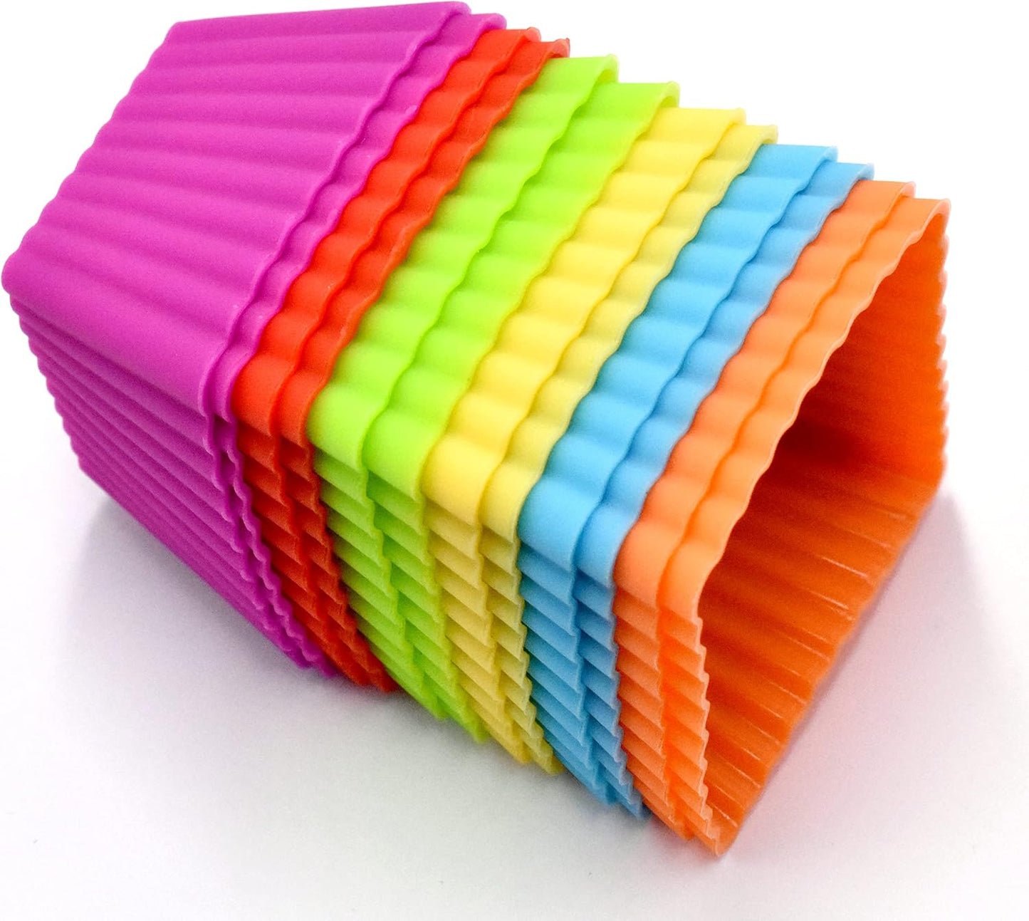 12PCS Silicone Mini Reusable Muffin Baking Cup Small Cupcake Holders Random Color Silicone Cupcake Liners Pastry Dessert Cups Nonstick Liner Molds for Making Muffin Chocolate Bread(Square)