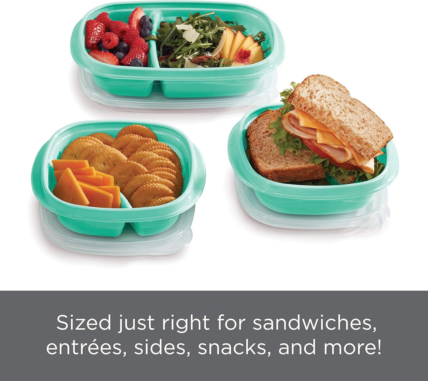 Rubbermaid 50-Piece Food Storage Containers Set with Lids, Teal Splash – Perfect for Lunch, Meal Prep, Leftovers & More – Top Rack Dishwasher Safe, BPA-Free Plastic
