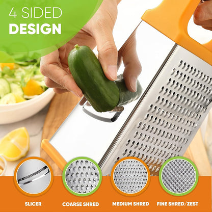 Spring Chef Stainless Steel XL Cheese Grater for Kitchen, Green