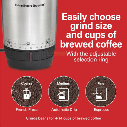 Hamilton Beach Custom Grind Electric Coffee Grinder For Up To 14 Cups