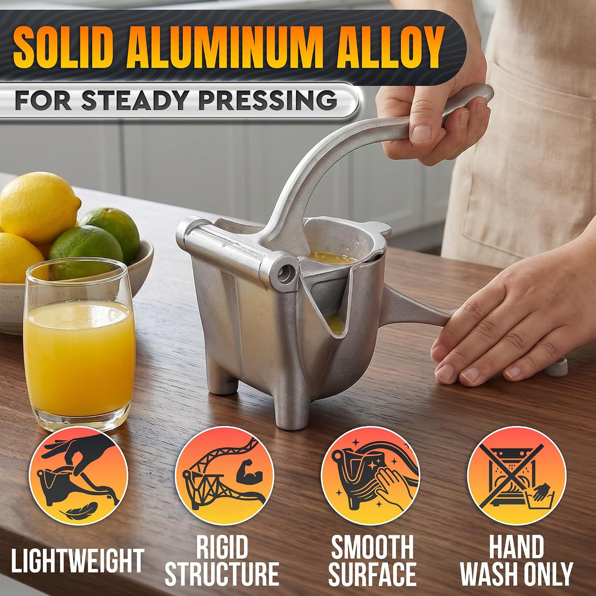 Fold-Flat Heavy Duty Handheld Lemon Squeezer Stainless Steel