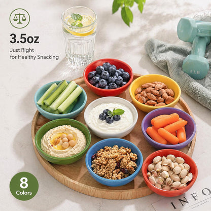ZENFUN Set of 8 Ceramic Pinch Bowls Set, 3.5 Oz Porcelain Round Sauce Dipping Dishes, Mini Terracotta Dessert Bowls, Condiments Bowls in Bulk for Kitchen, Cooking Prep, Parties, Decor, Sushi